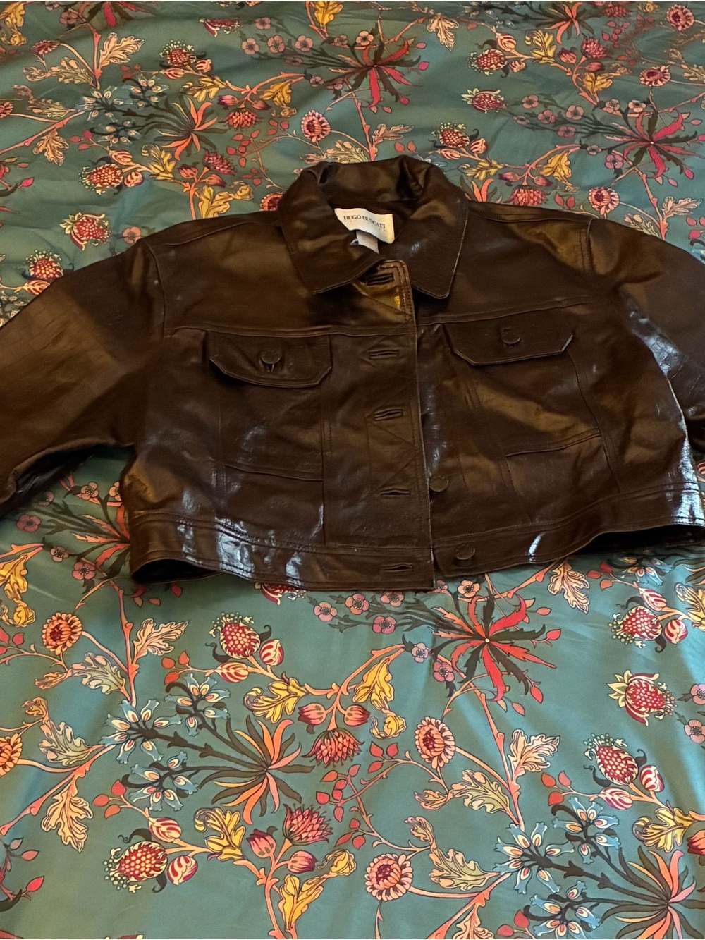 Vintage Hugo Buscati Dark Brown Cropped Leather Jacket